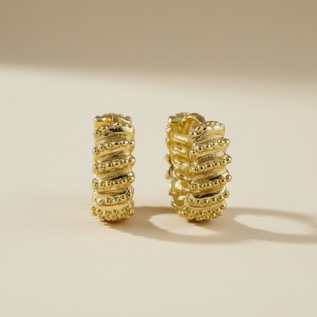 18k Gold Filled Ribbon Texture Huggie Earrings — The Huggie That Does More Than Hug