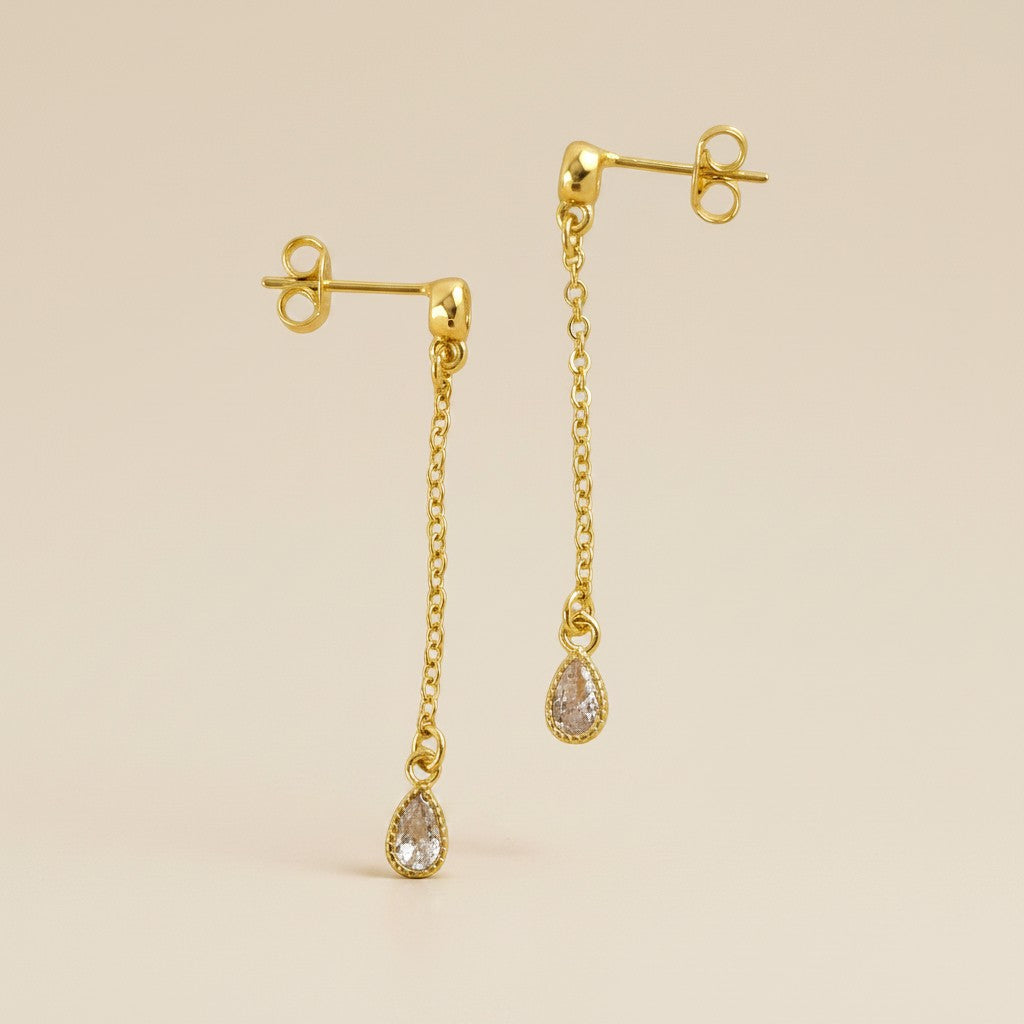 18k Gold Filled CZ Drop Earrings | Delicate Movement, Everyday Sparkle