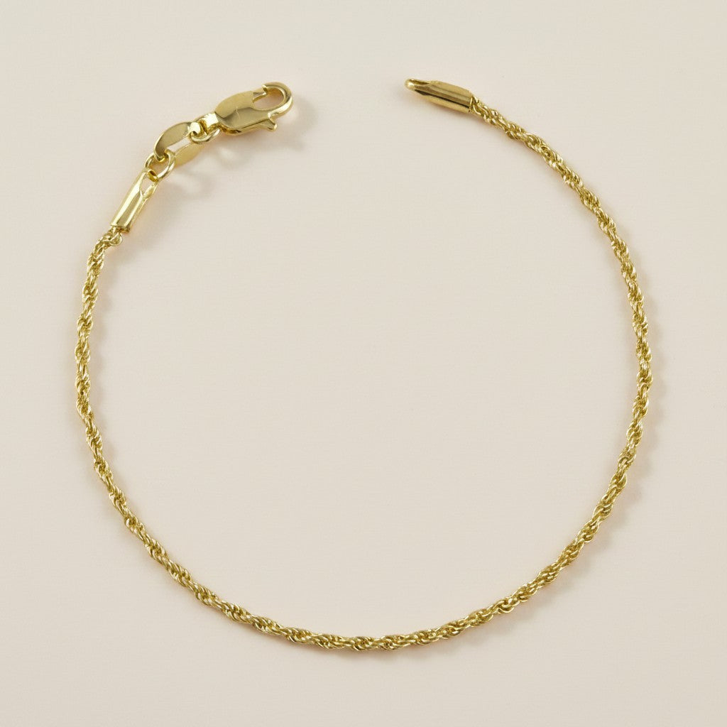 18k Gold Filled 1.7mm Rope Chain Bracelet | The Perfect Companion Piece