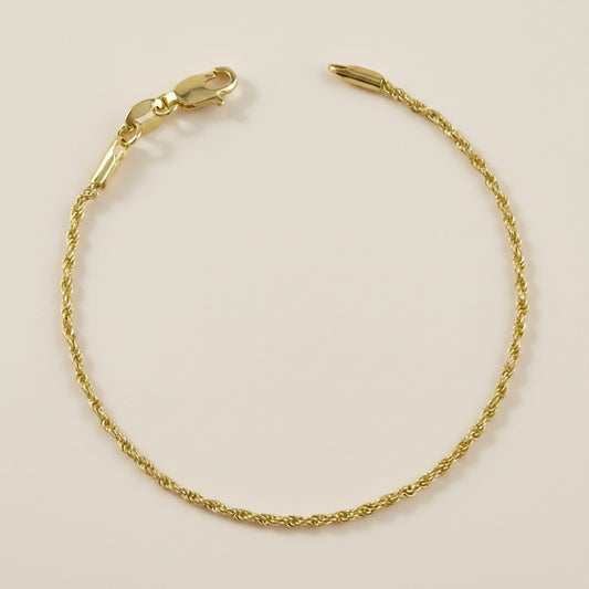 18k Gold Filled 1.7mm Rope Chain Bracelet | The Perfect Companion Piece