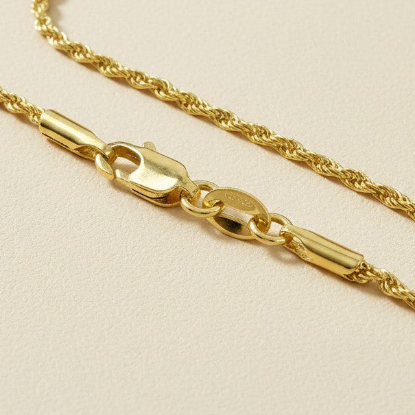 18k Gold Filled 1.7mm Rope Chain Bracelet | The Perfect Companion Piece