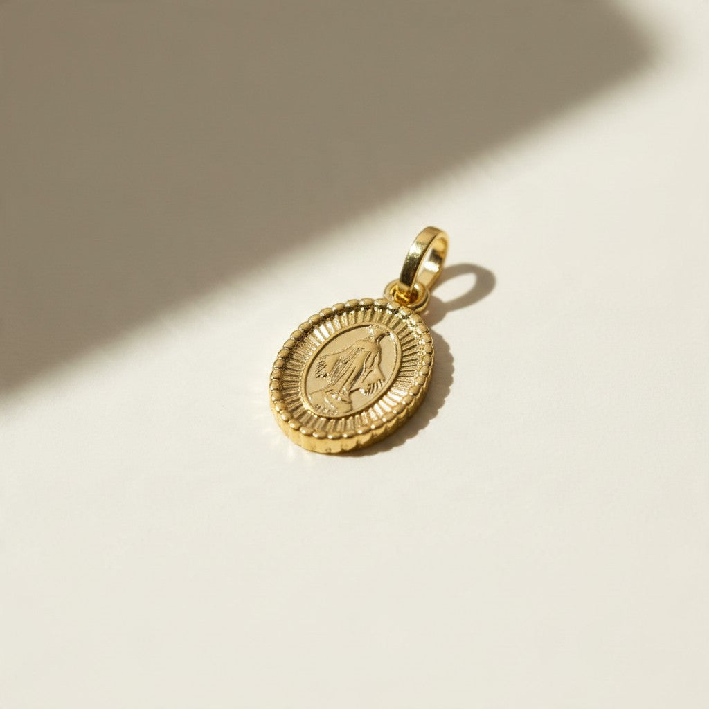 🕊️ 18k Gold Filled Our Lady of Grace Medal Pendant — Engraved Detail. Scalloped Border. A Devotional Piece Made to Be Worn Daily.
