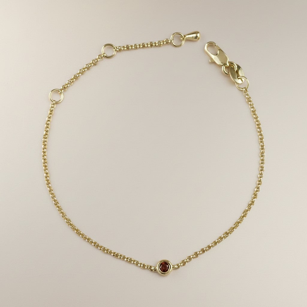 18k Gold Filled Birthstone Bezel Bracelet — Your Color. Your Month. At the Wrist. Always.