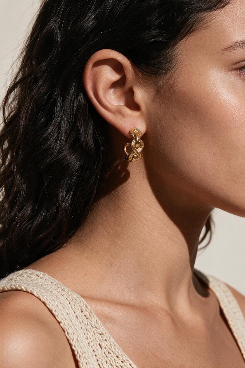 ∞ 18k Gold Filled Braided Infinity Hoop Earrings — The Figure-Eight Silhouette. Braided Texture. No Stones Needed.