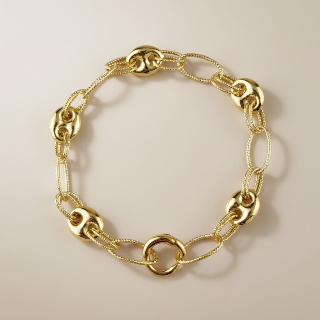 ⚓ 18k Gold Filled Puffy Mariner Bracelet — The Maritime Classic, Elevated to Something Extraordinary