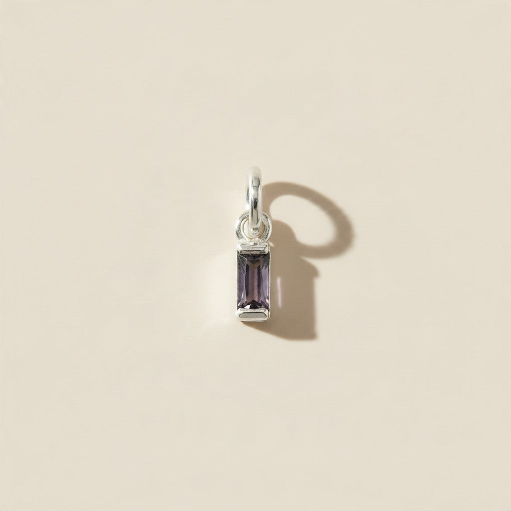 Silver Filled Baguette Birthstone Charm