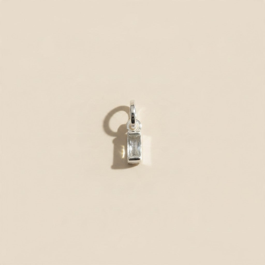 Silver Filled Baguette Birthstone Charm