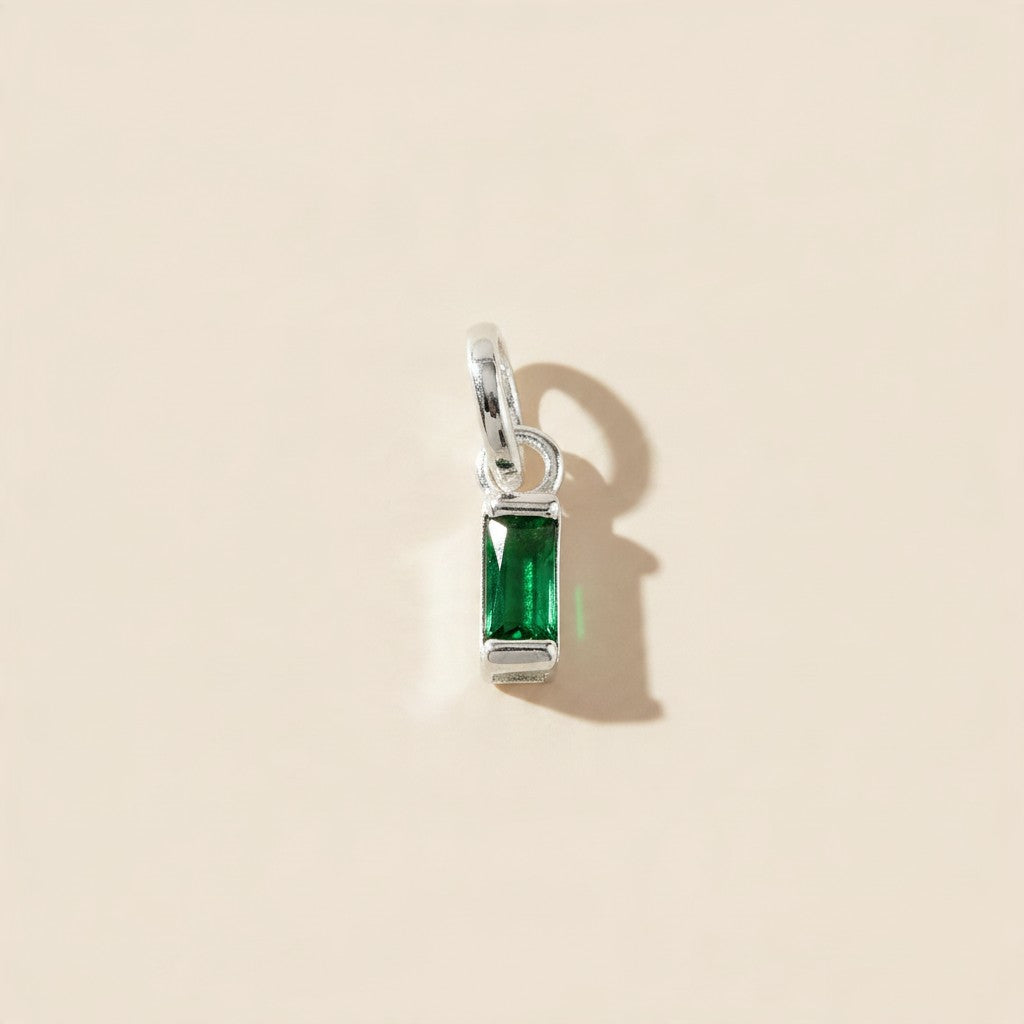 Silver Filled Baguette Birthstone Charm
