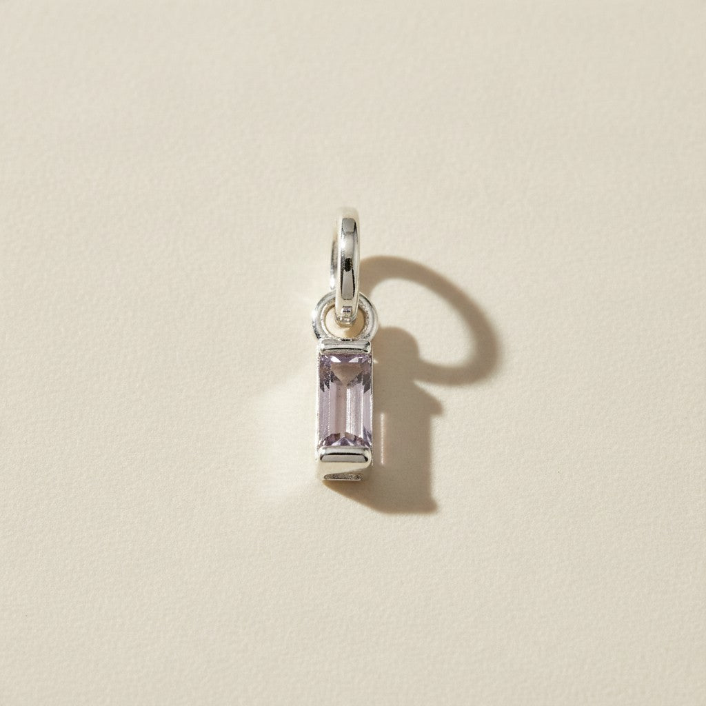 Silver Filled Baguette Birthstone Charm