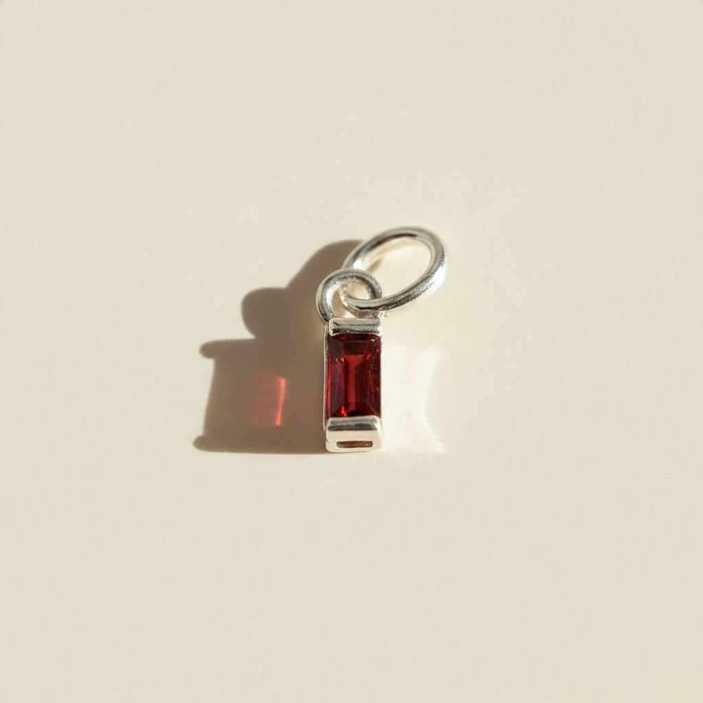 Silver Filled Baguette Birthstone Charm