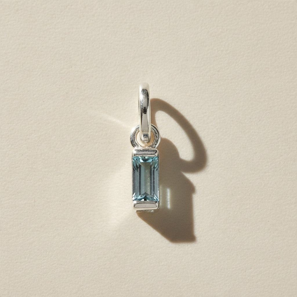 Silver Filled Baguette Birthstone Charm