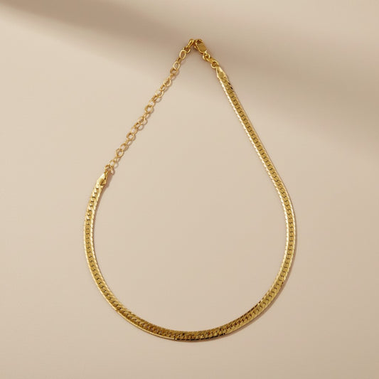 18K Gold Filled Diamond Cut Herringbone Choker Necklace