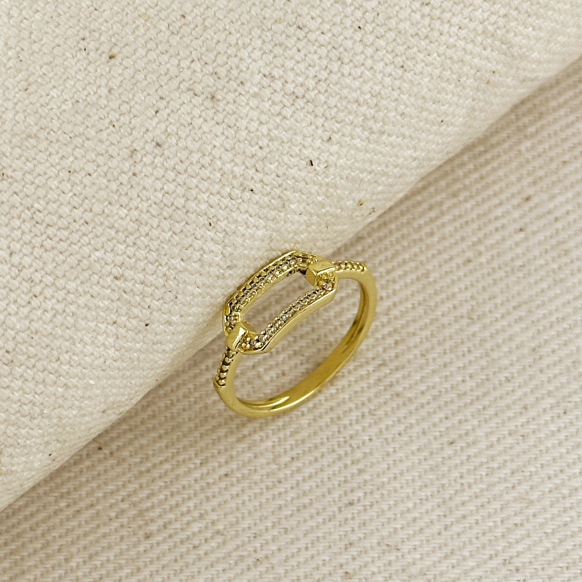 18k Gold Filled Pave Link Ring