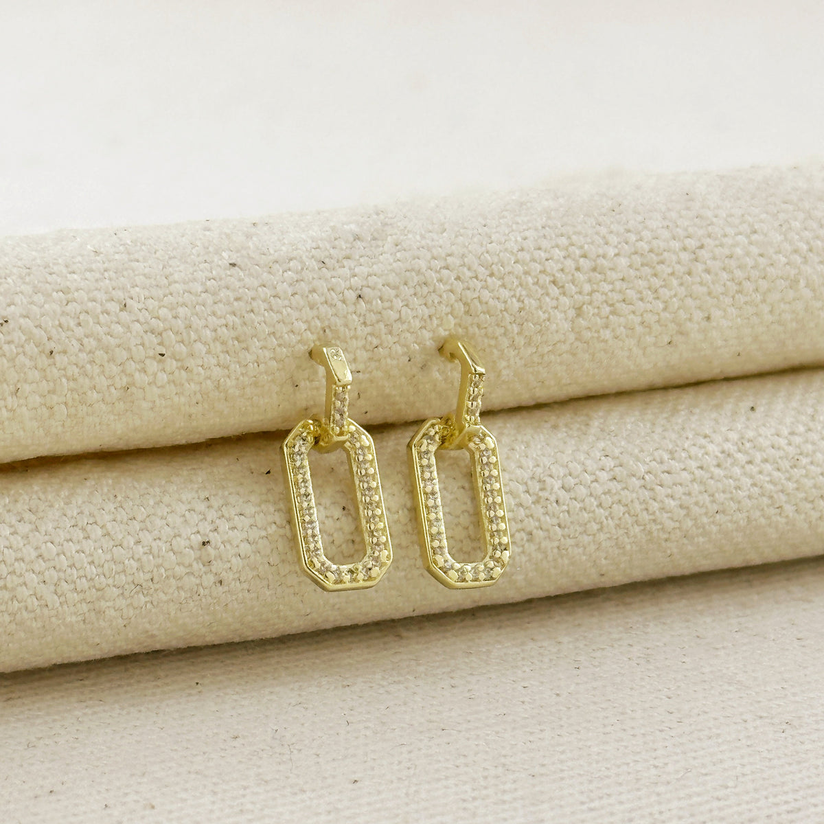 18k Gold Filled Pave Link Earrings