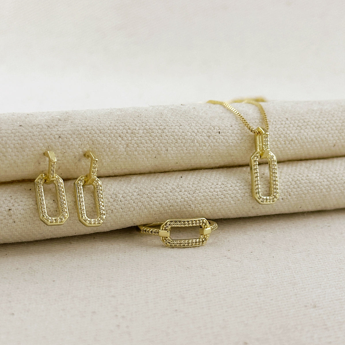 18k Gold Filled Pave Link Earrings