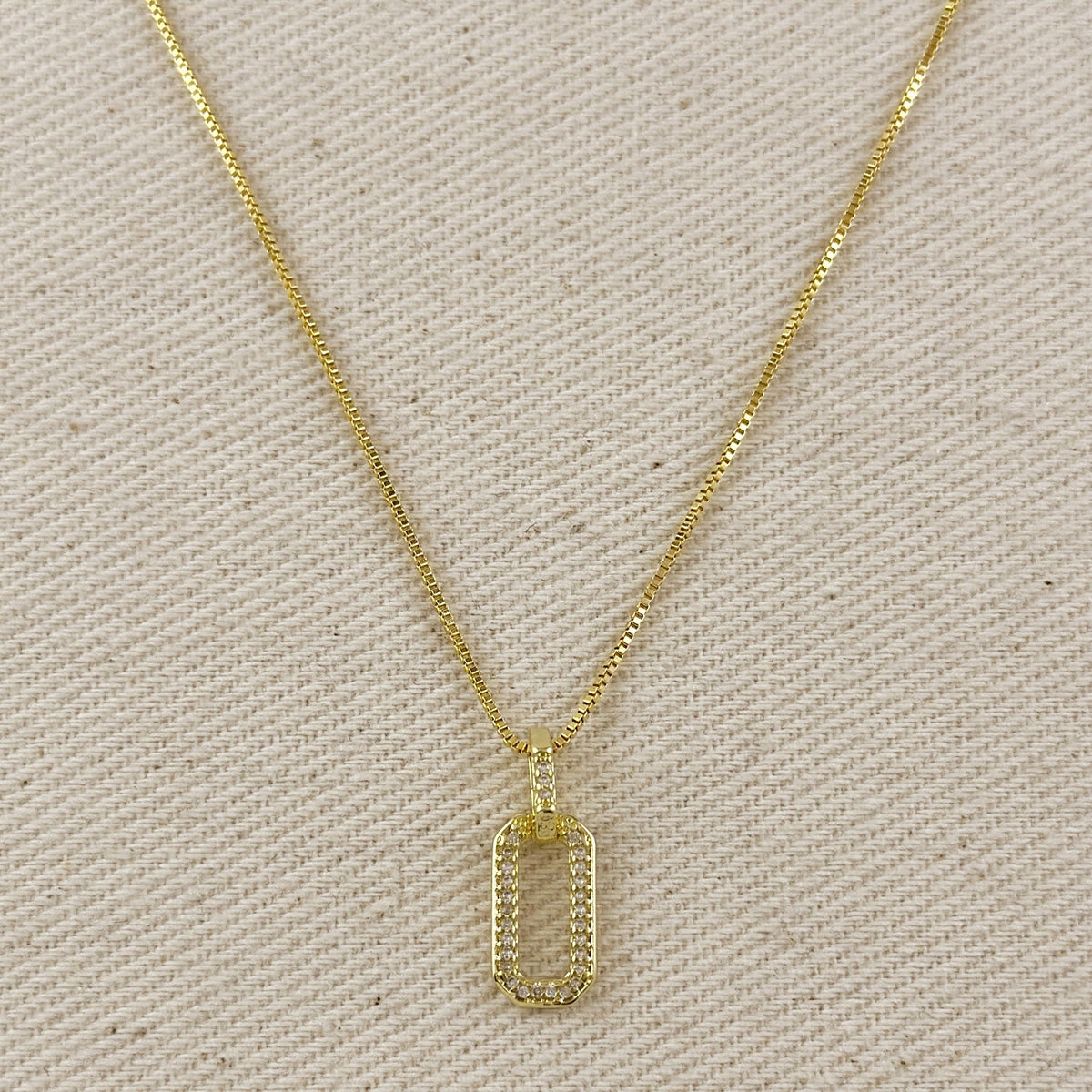 18k Gold Filled Pave Link Necklace
