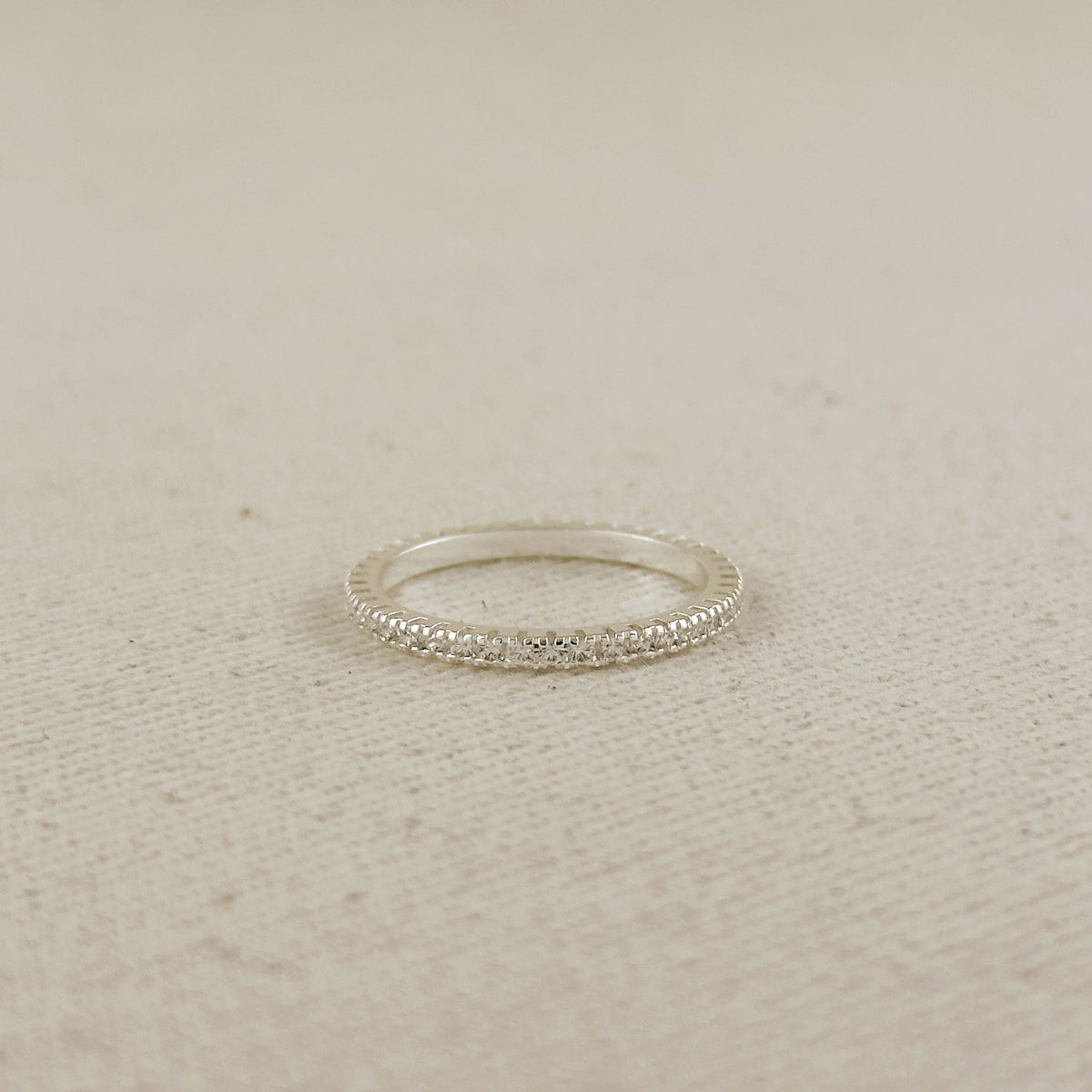 .925 Silver Filled 1.1mm CZ Eternity Band Ring