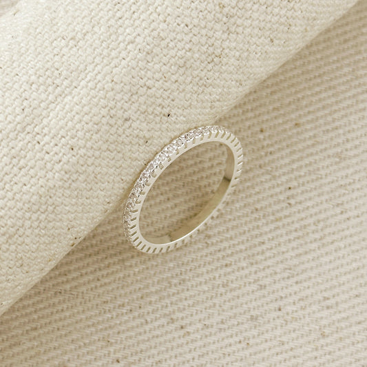 .925 Silver Filled 1.1mm CZ Eternity Band Ring