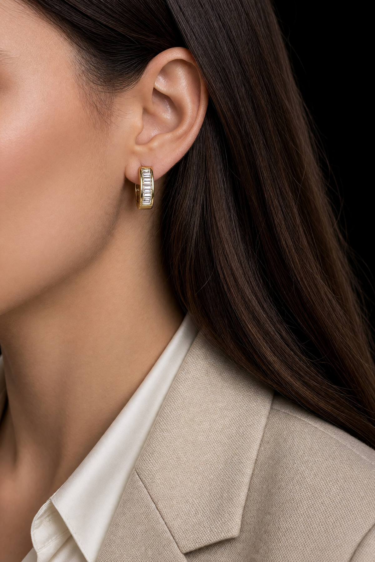 18K Gold Filled CZ Huggie Hoop Earrings