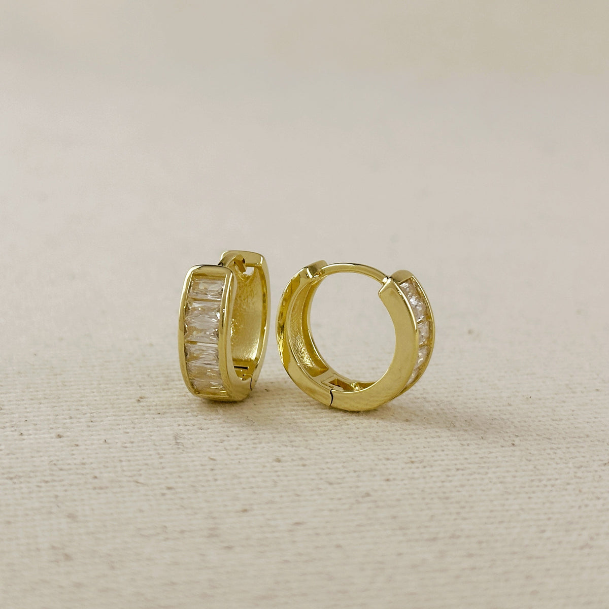 18K Gold Filled CZ Huggie Hoop Earrings