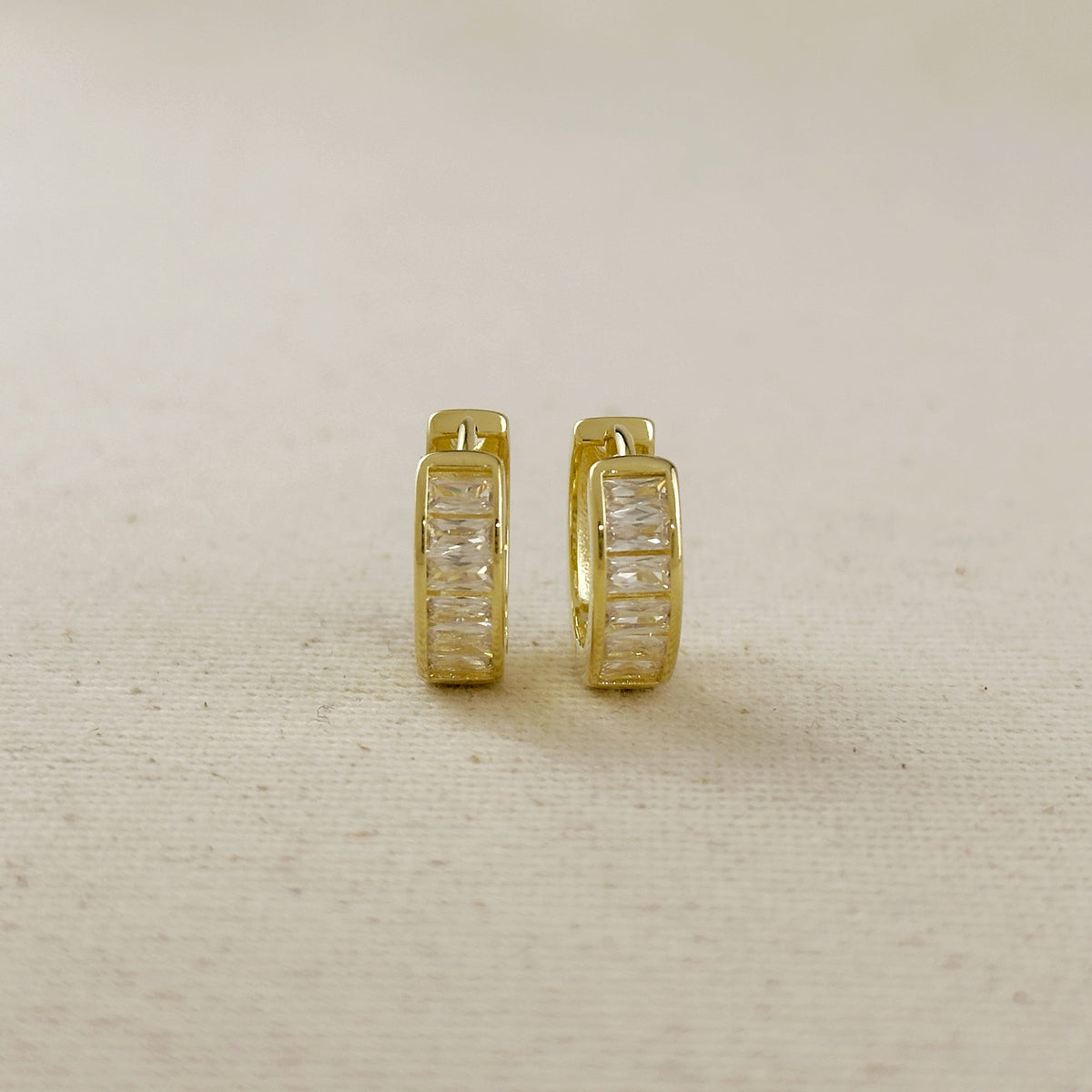 18K Gold Filled CZ Huggie Hoop Earrings