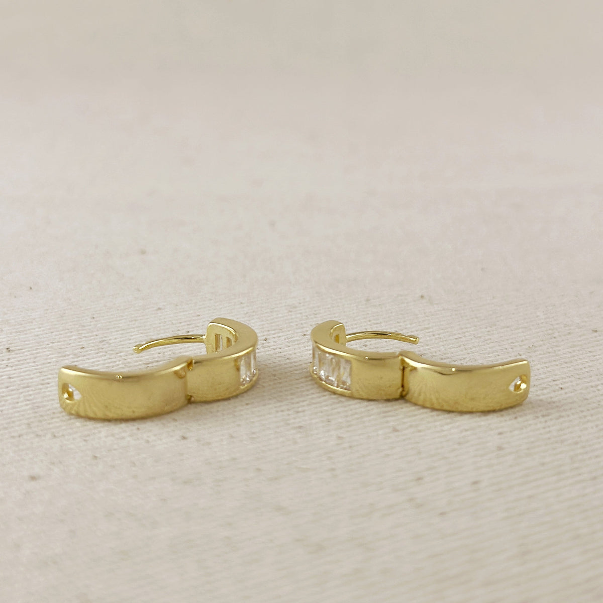 18K Gold Filled CZ Huggie Hoop Earrings