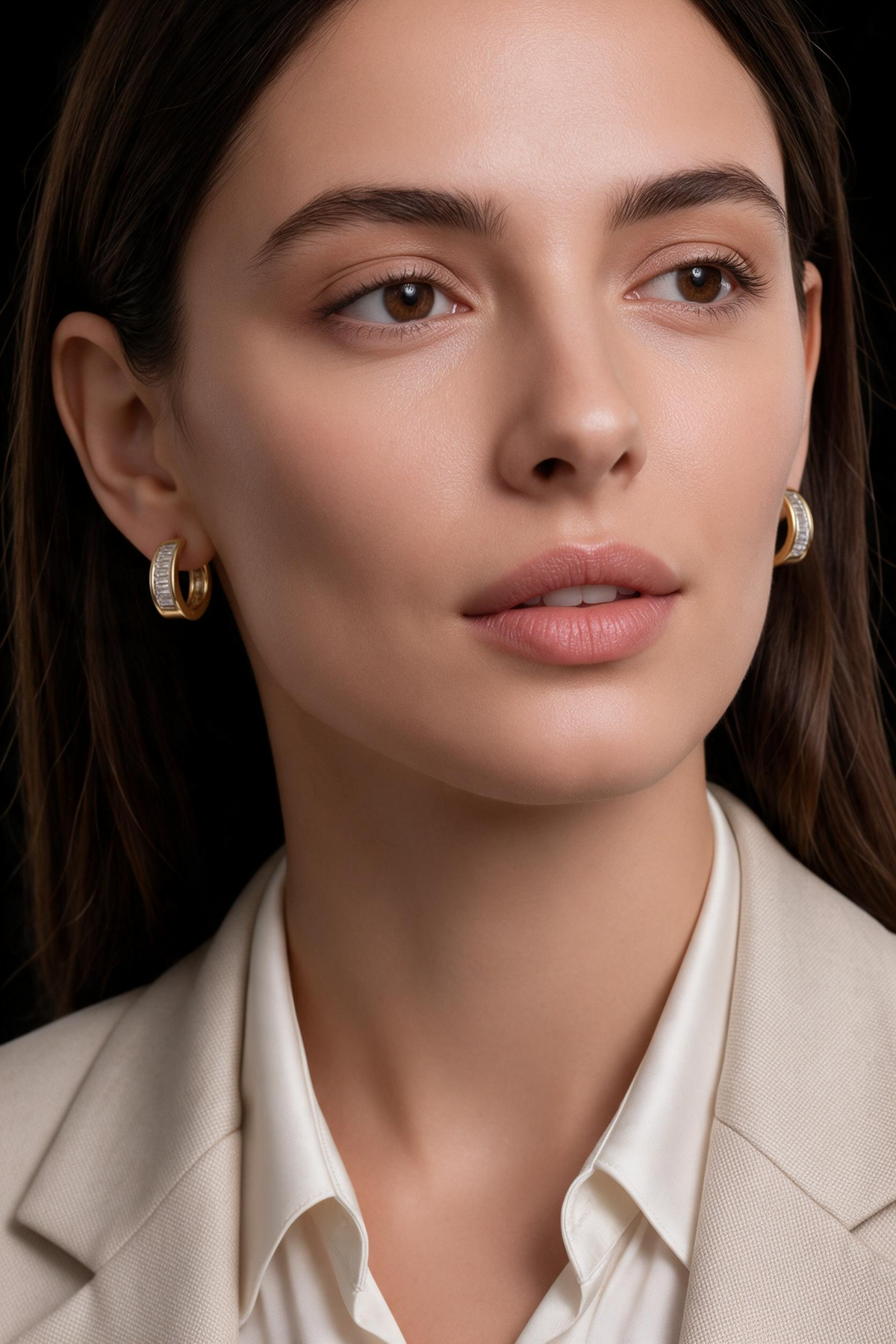 18K Gold Filled CZ Huggie Hoop Earrings