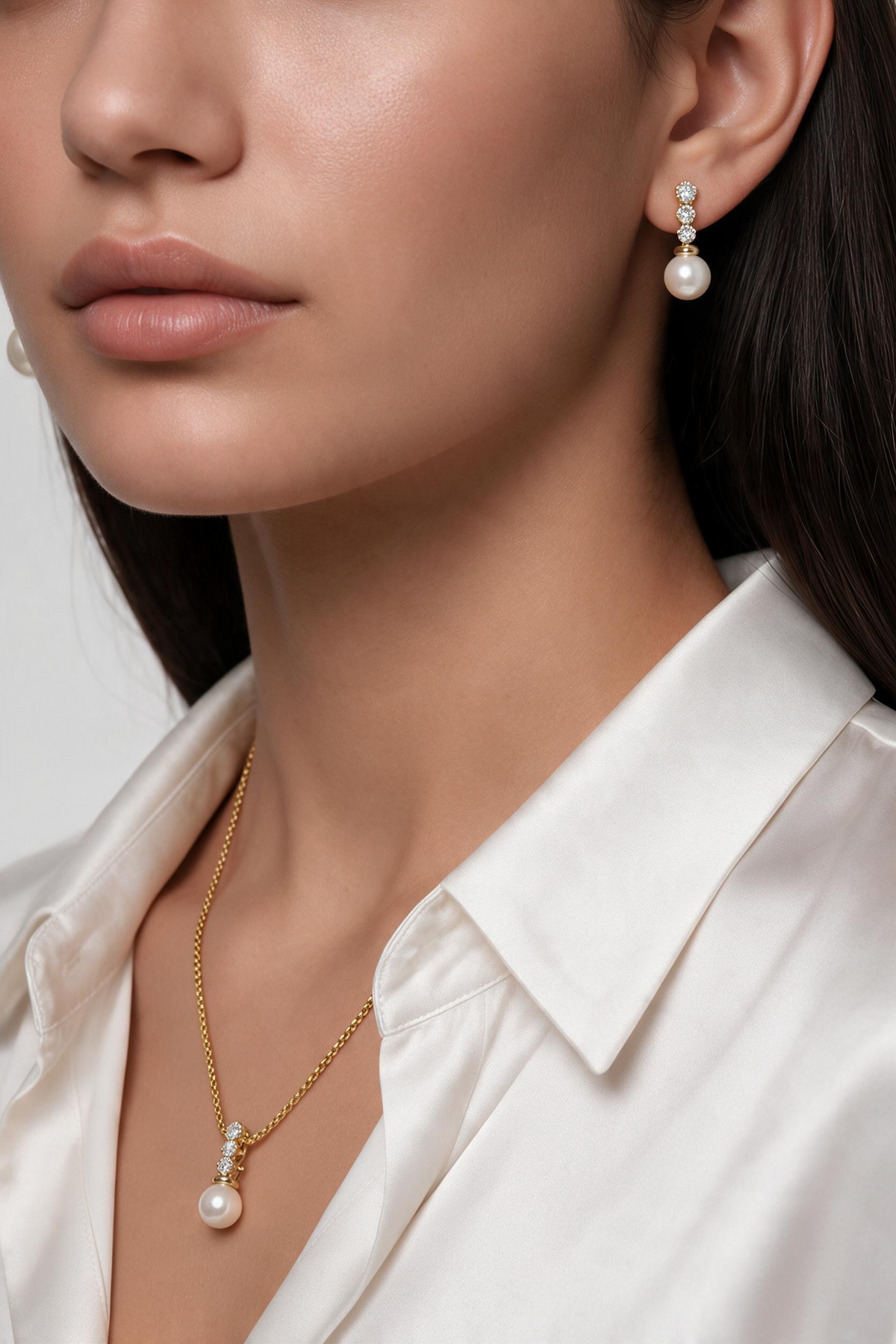 18k Gold Filled CZ & Pearl Drop Necklace