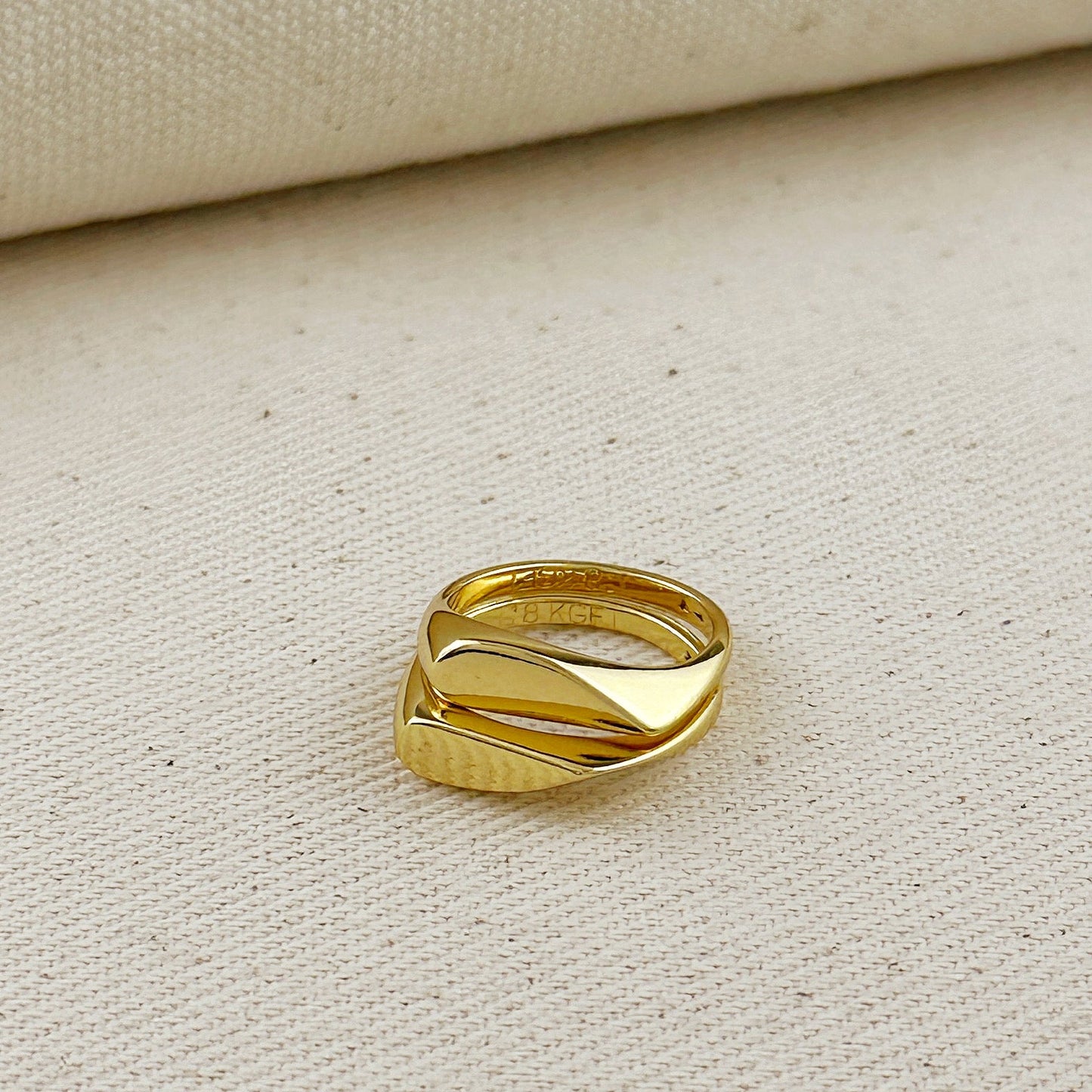 18k Gold Filled Polished Heart Double Ring