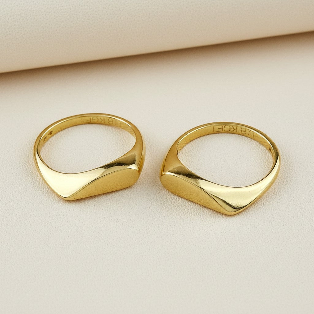 💛 18k Gold Filled Polished Heart Double Ring — Two Bands. One Heart. The Ring That Reveals Itself.