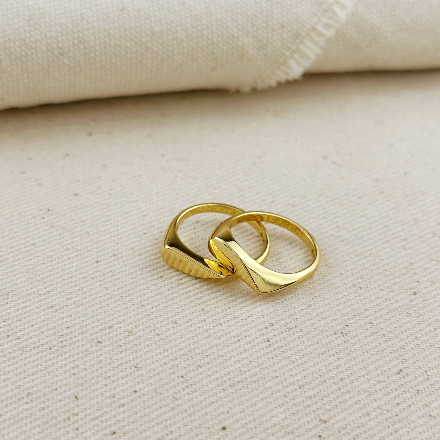 18k Gold Filled Polished Heart Double Ring