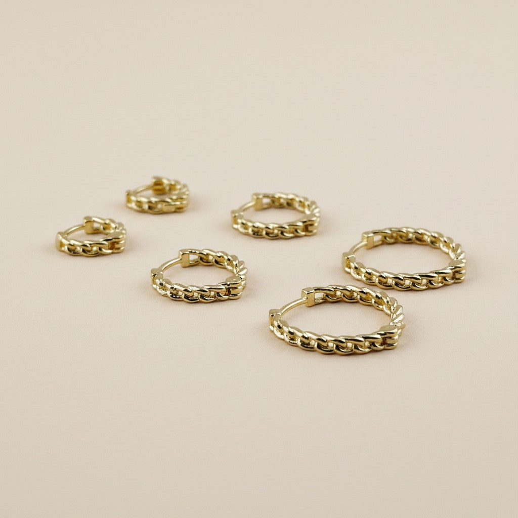 ✨ 18k Gold Filled Cuban Chain Clicker Hoop Earrings — The Classic Link, Curved Into a Hoop. Three Sizes.