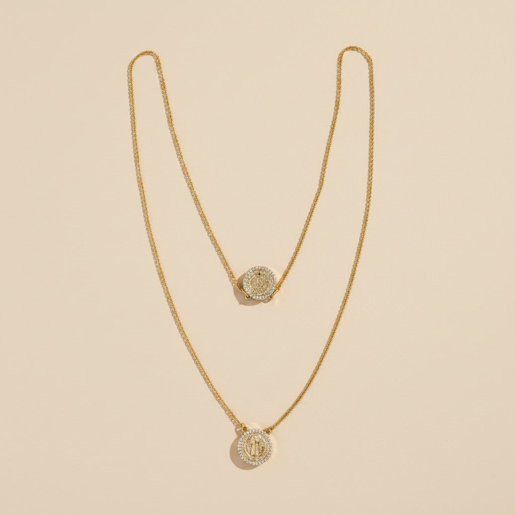 🙏 18k Gold Filled Saint Benedict Scapular Necklace — Front and Back. No Clasp. Unbroken Faith