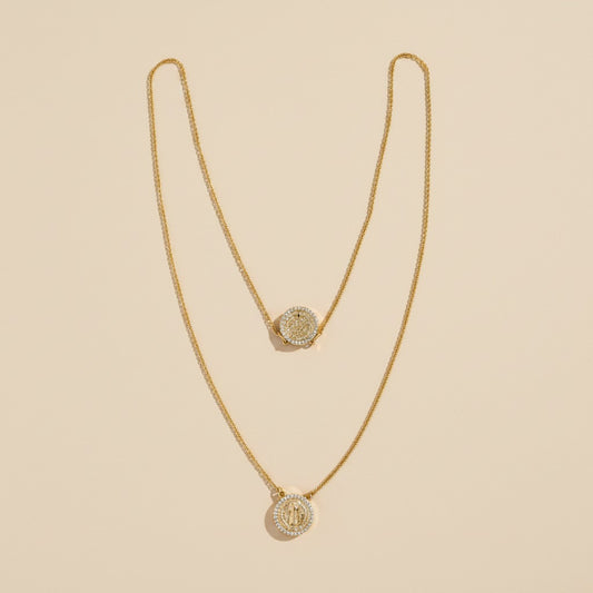 🙏 18k Gold Filled Saint Benedict Scapular Necklace — Front and Back. No Clasp. Unbroken Faith