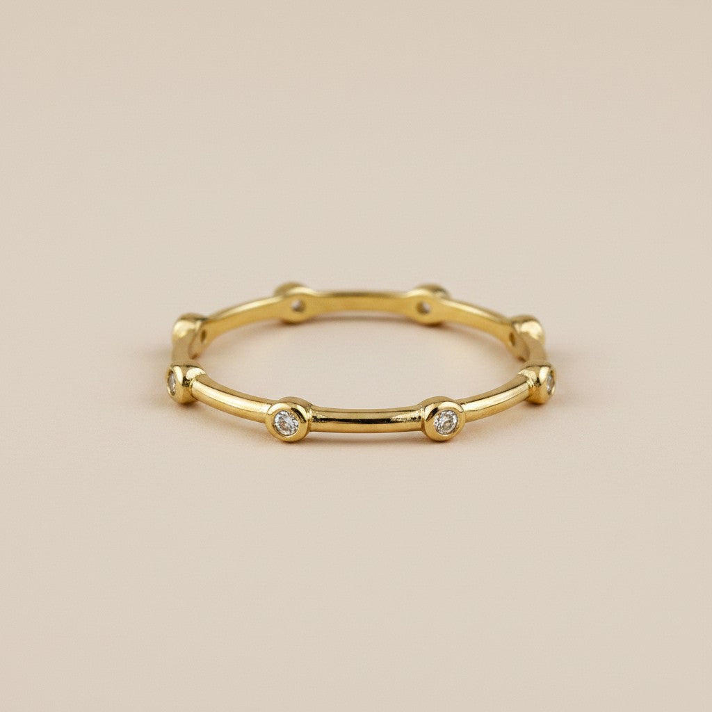 ✨ 18k Gold Filled CZ Dot Band Ring — Sparkle, Evenly Placed. All the Way Around.