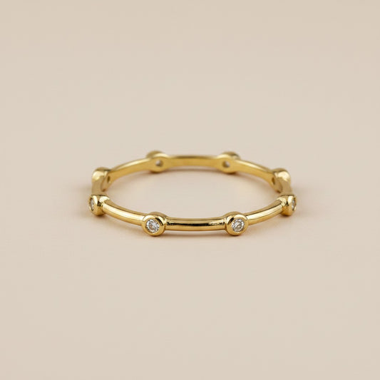 ✨ 18k Gold Filled CZ Dot Band Ring — Sparkle, Evenly Placed. All the Way Around.