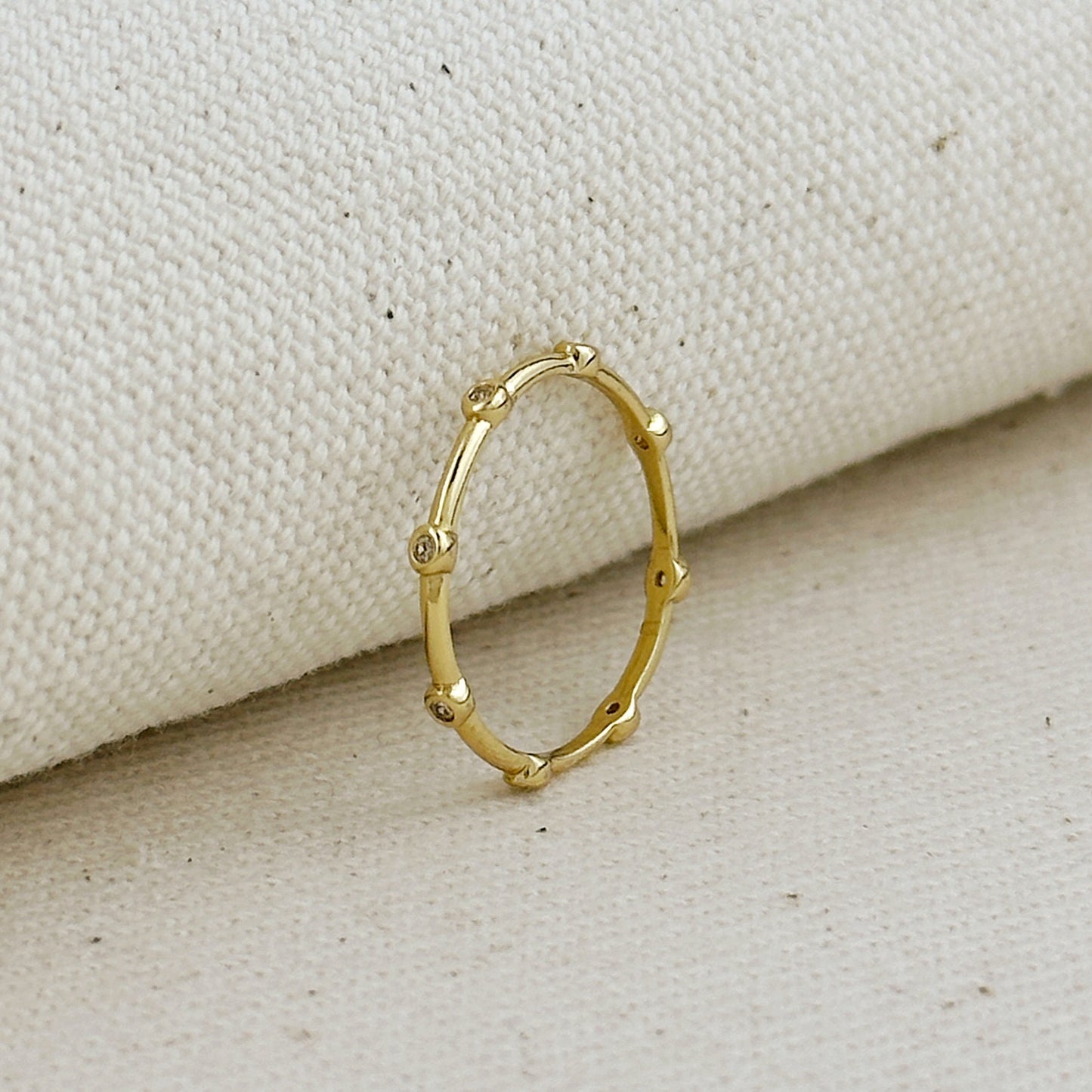 18k Gold Filled CZ Dots Infinity Band Ring