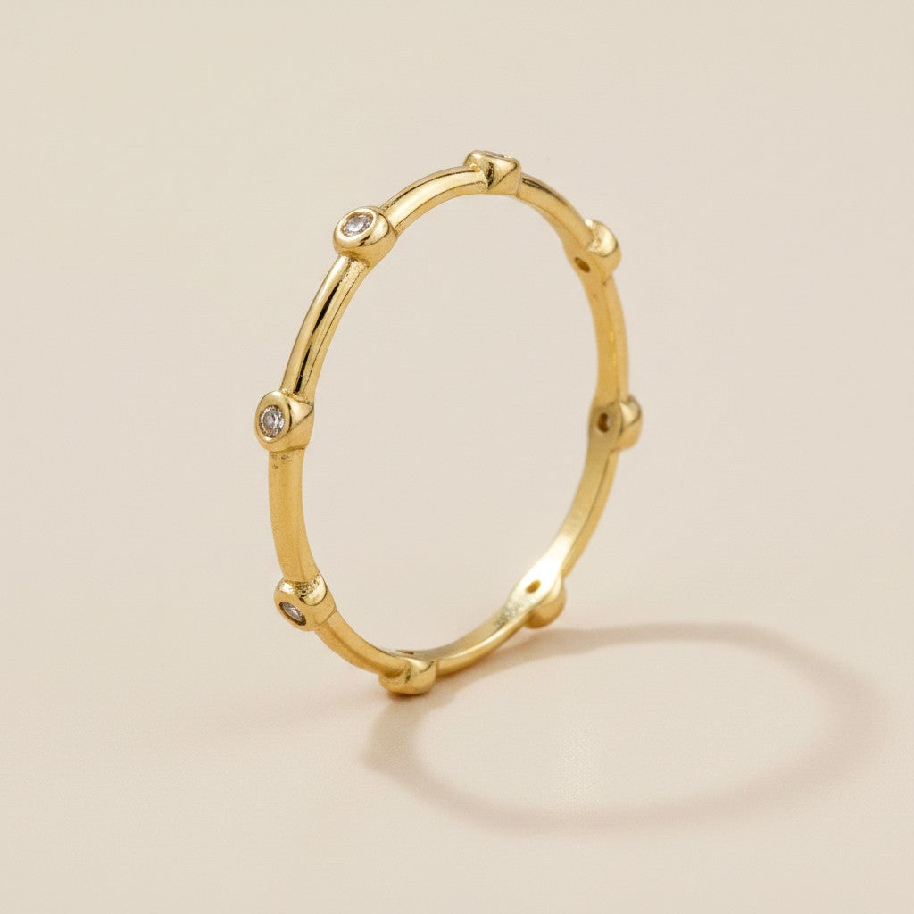 ✨ 18k Gold Filled CZ Dot Band Ring — Sparkle, Evenly Placed. All the Way Around.