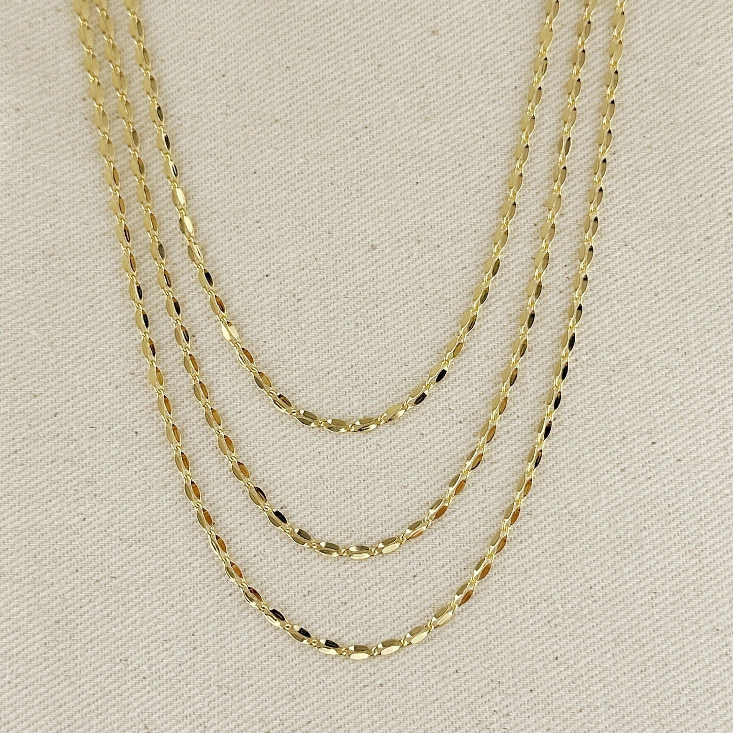 18k Gold Filled 3mm Fancy Chain Necklace