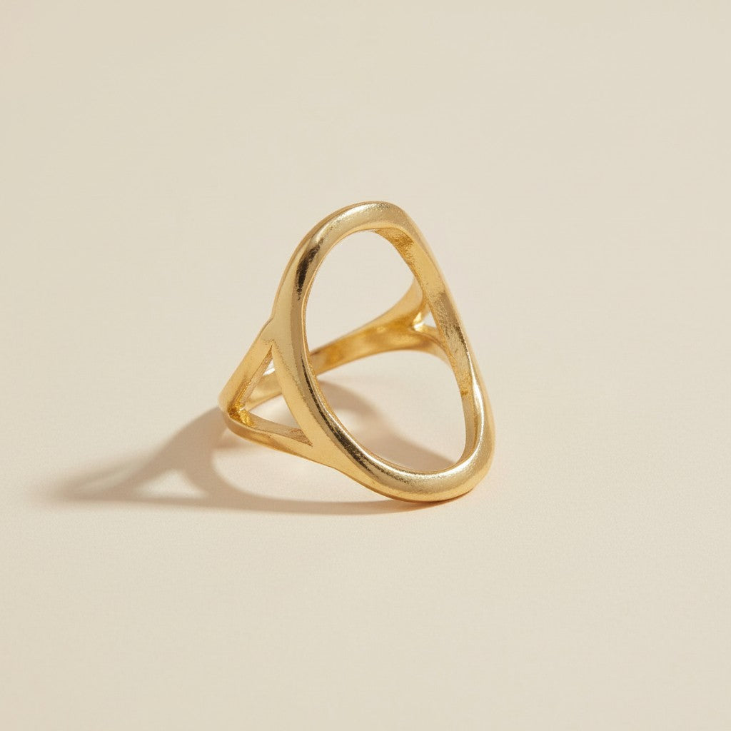 Oval Ring for Women - Geometric Statement Ring | Hypoallergenic Waterproof Jewelry
