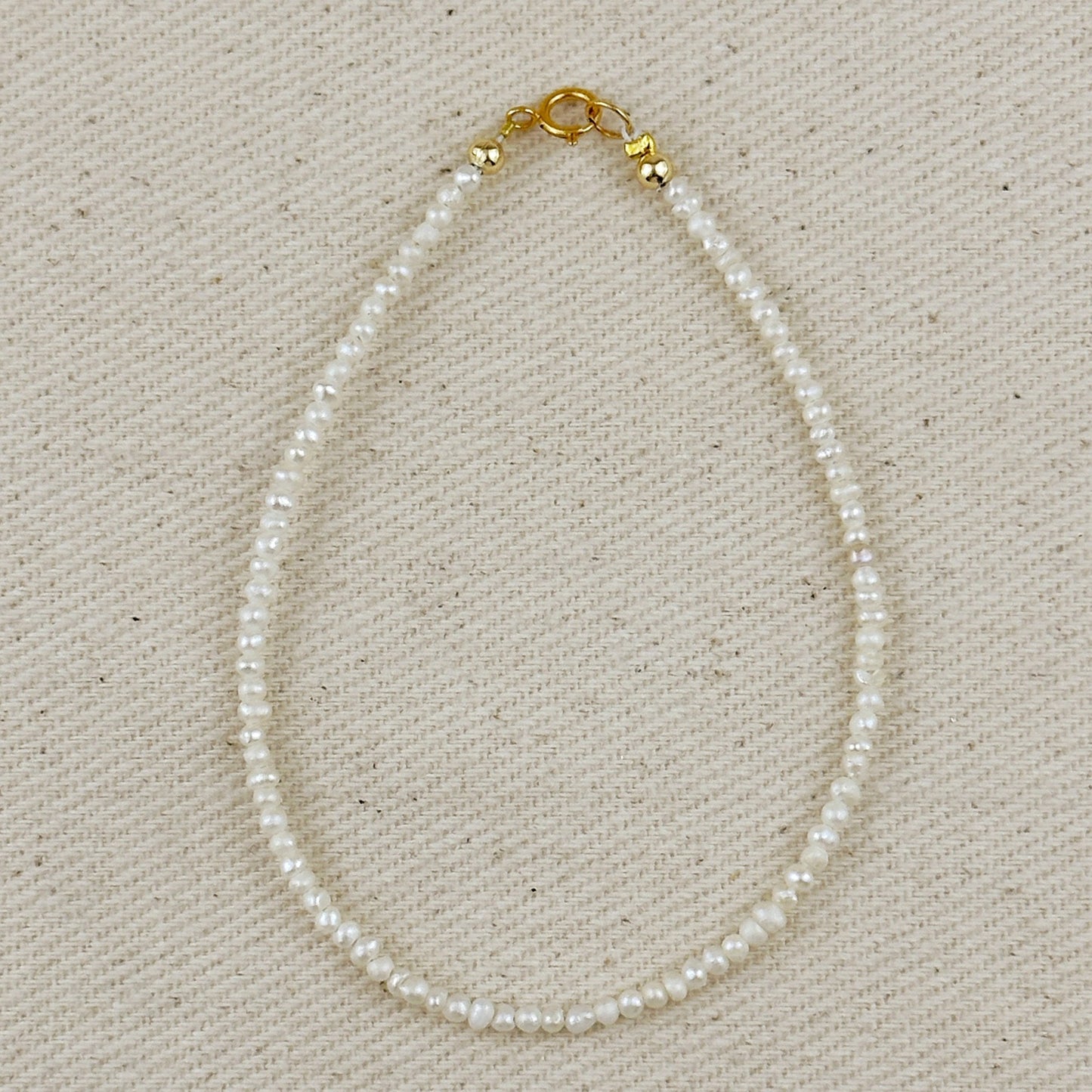 9k Gold Micro Fresh Water Pearls Anklet