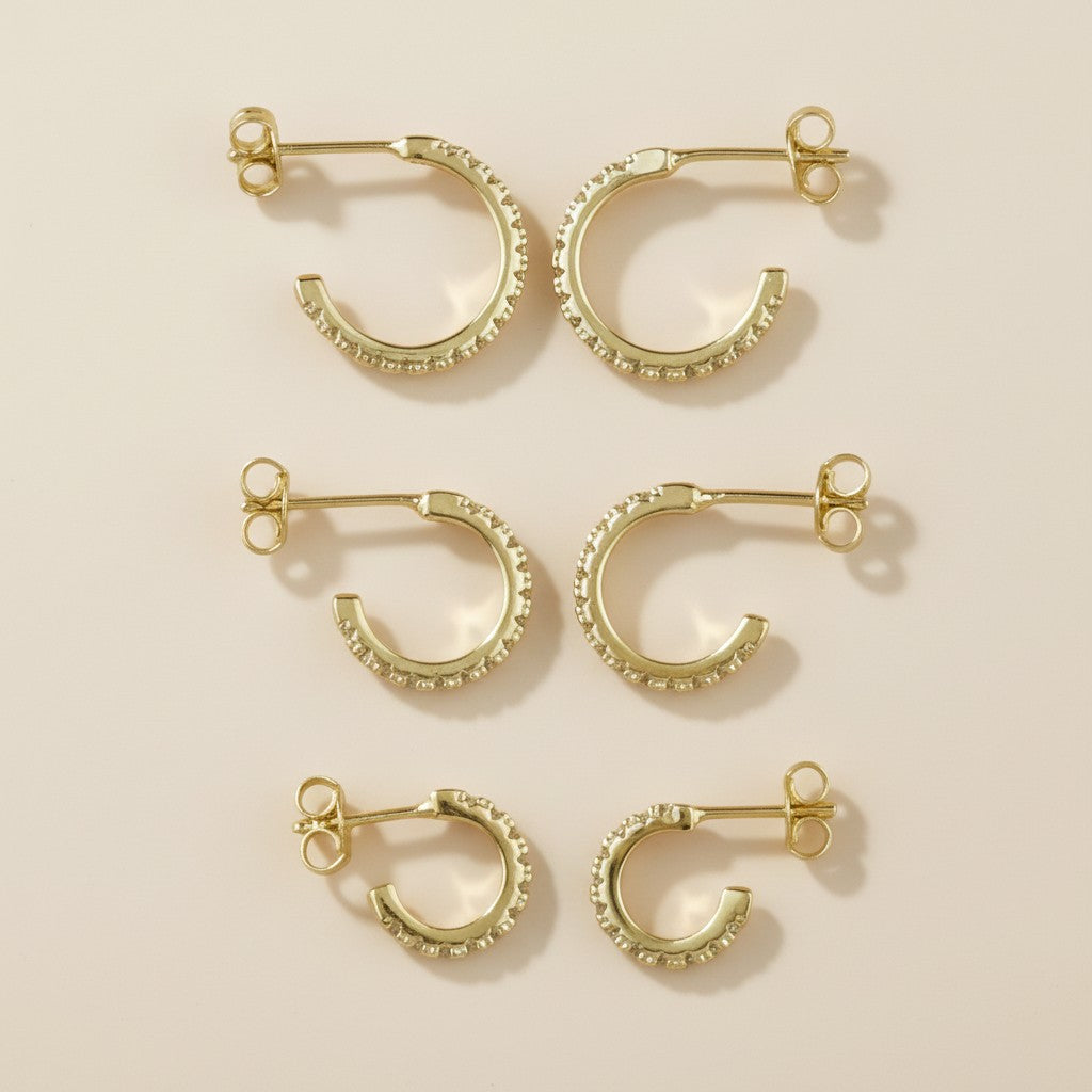 Delicate CZ Hoop Earrings - Minimalist Huggie Hoops for Women