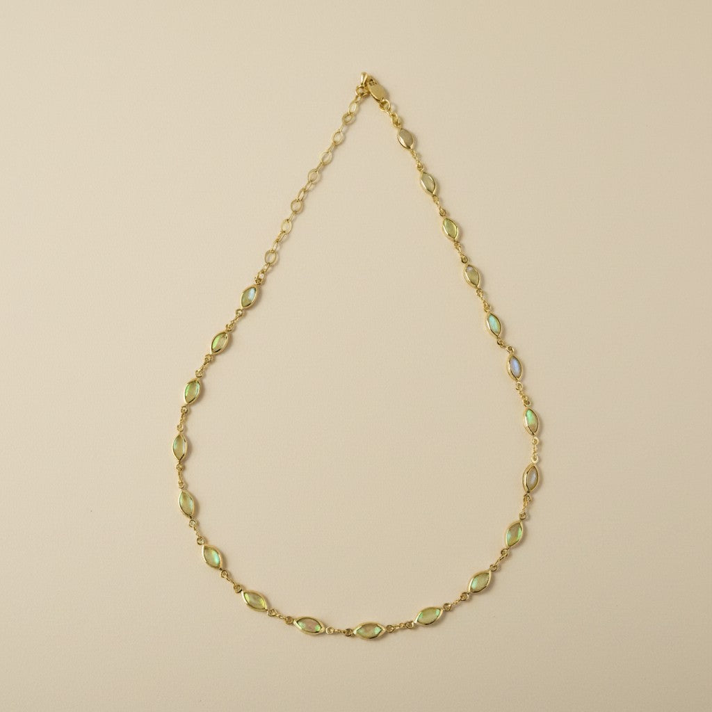 18k Gold Filled Ellipse Opal Choker Necklace