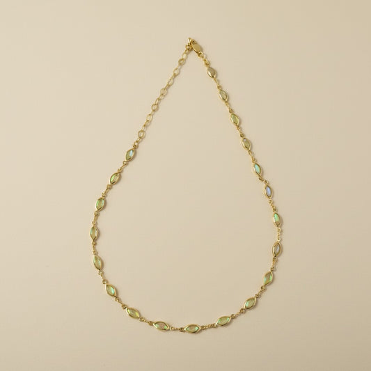 18k Gold Filled Ellipse Opal Choker Necklace