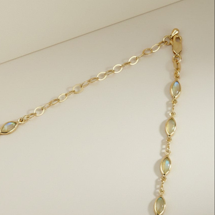 18k Gold Filled Ellipse Opal Choker Necklace