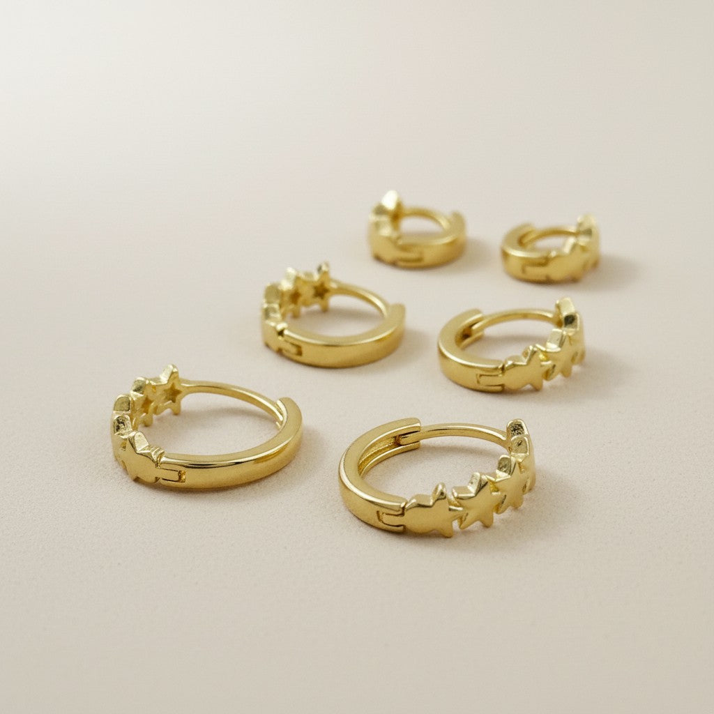 Dainty Star Clicker Hoop Earrings | Celestial Earrings | Minimalist Star Hoops | Gift for Her