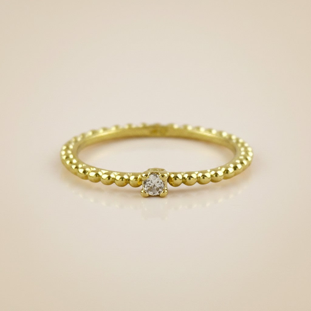 ✨ 18k Gold Filled Beaded CZ Band Ring — A Thousand Tiny Gold Beads. One Perfect Sparkle.