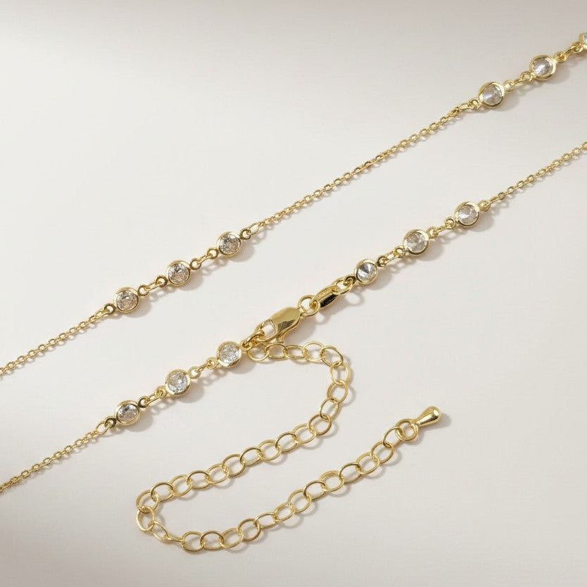 ✨ 18k Gold Filled CZ Bezel Belly Chain — The Body Jewelry That Catches the Light With Every Move