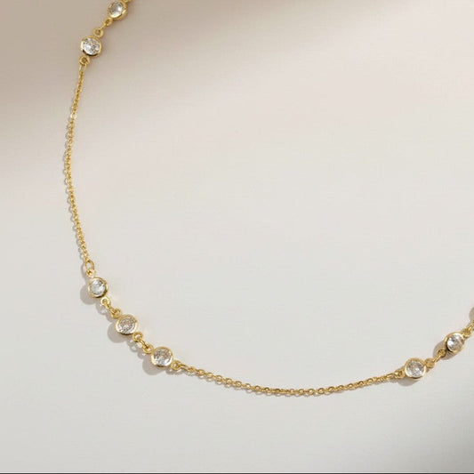 ✨ 18k Gold Filled CZ Bezel Belly Chain — The Body Jewelry That Catches the Light With Every Move