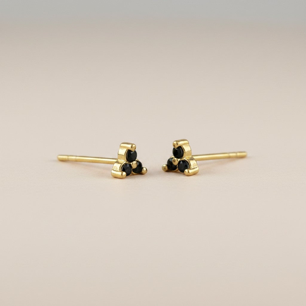 ✨ 18k Gold Filled Triple Stone Triangle Stud Earrings — Three Stones. One Shape. Two Personalities.